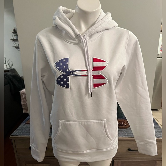 Under armor red white and blue hooded sweatshirt - Picture 1 of 4